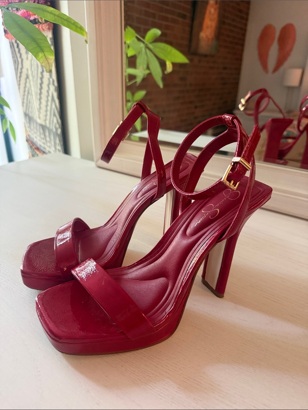 Jessica Simpson Red Patent High Platform Stiletto Sandals